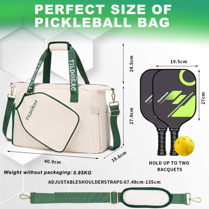 Portable Pickleball Tote Bag with Insulated Pockets