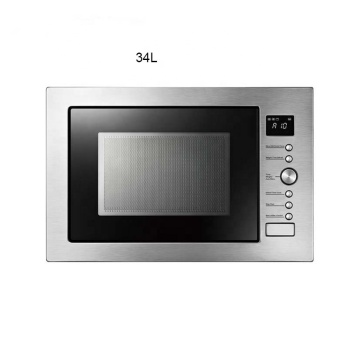 Stainless Steel 34L Built-in Microwave Grill Convection Oven with LCD Display and 10 Auto-Cooking Menus