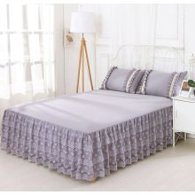 Warna tulen mudah dibasuh renda bedcover bedcirt set