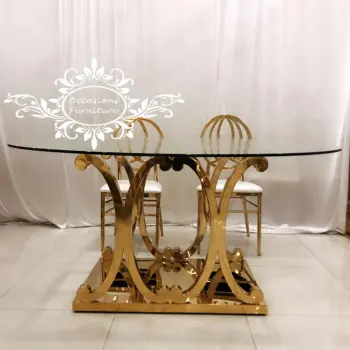 Bride and Groom Wedding Event Furniture Supplies: Gold and Stainless Steel Metal Tables