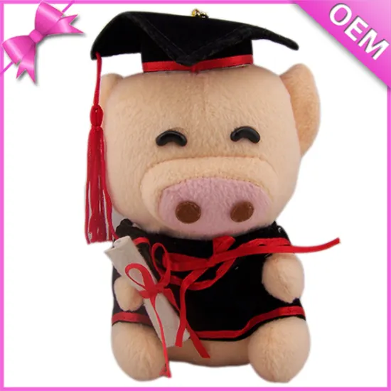 15cm Sitting Graduation Cute Pig Stuffed Animal, Stuffed Plush Pink Pig, Stuffed Plush Pink Pig Toy