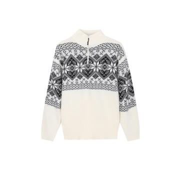 Pull homme tricoté en jacquard demi-zip doublé