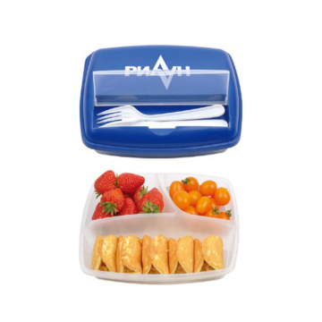 Microwave Dishwasher Safe 3-Compartment Reusable Bento Lunch Box with Utensil Set