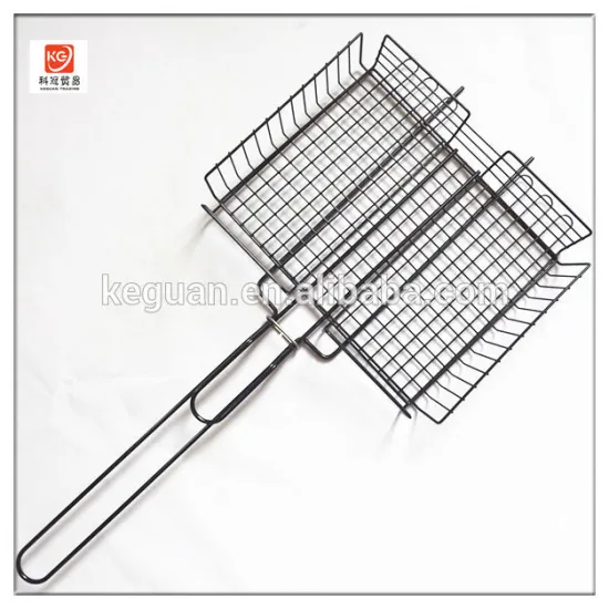 B-023 hot sale high quality wooden handle stainless steel non sticky bbq grill
