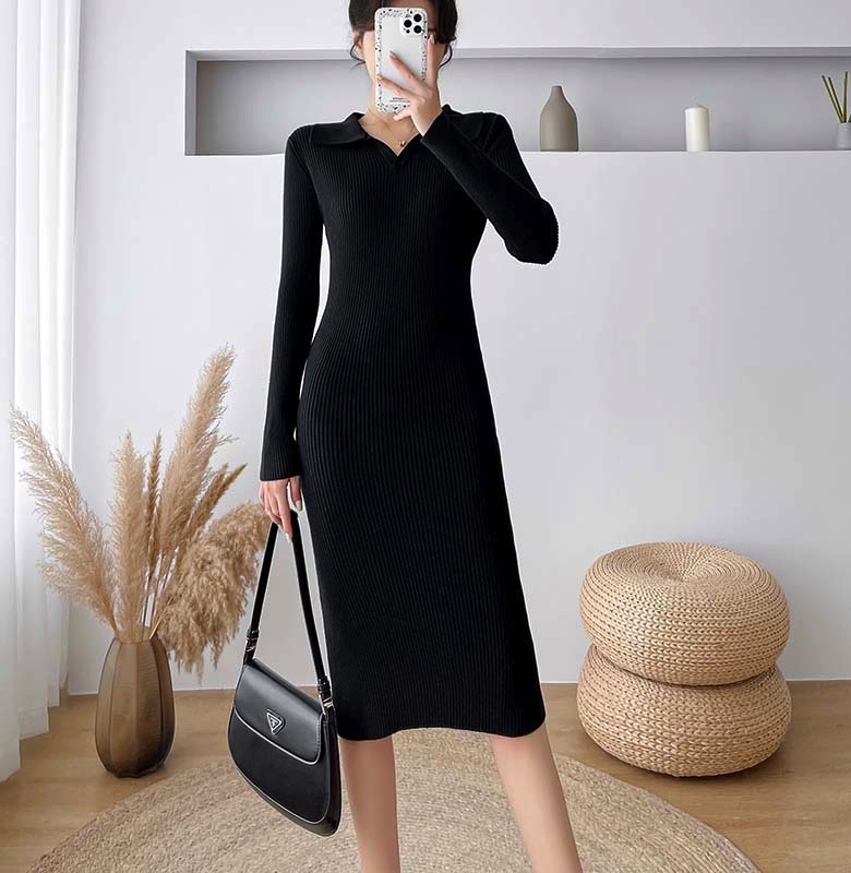 Frauen Pullover Bodycon Midi Pullover Kleid