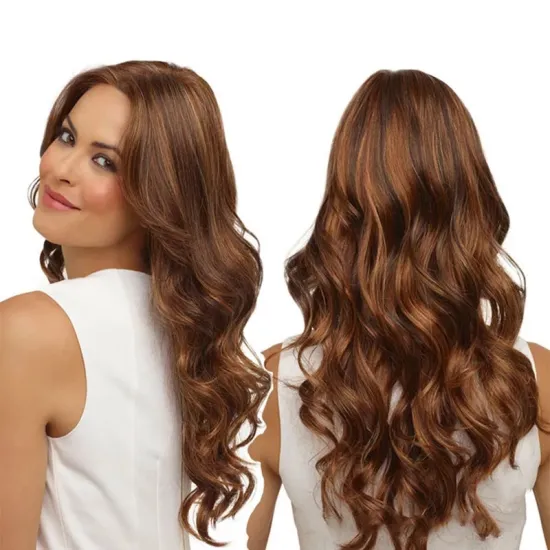 Amazon Long Wavy Wig Brown Middle Part Wigs for Women Wave Hair Heat Resistant Synthetic Wig Natural Looking Daily Use