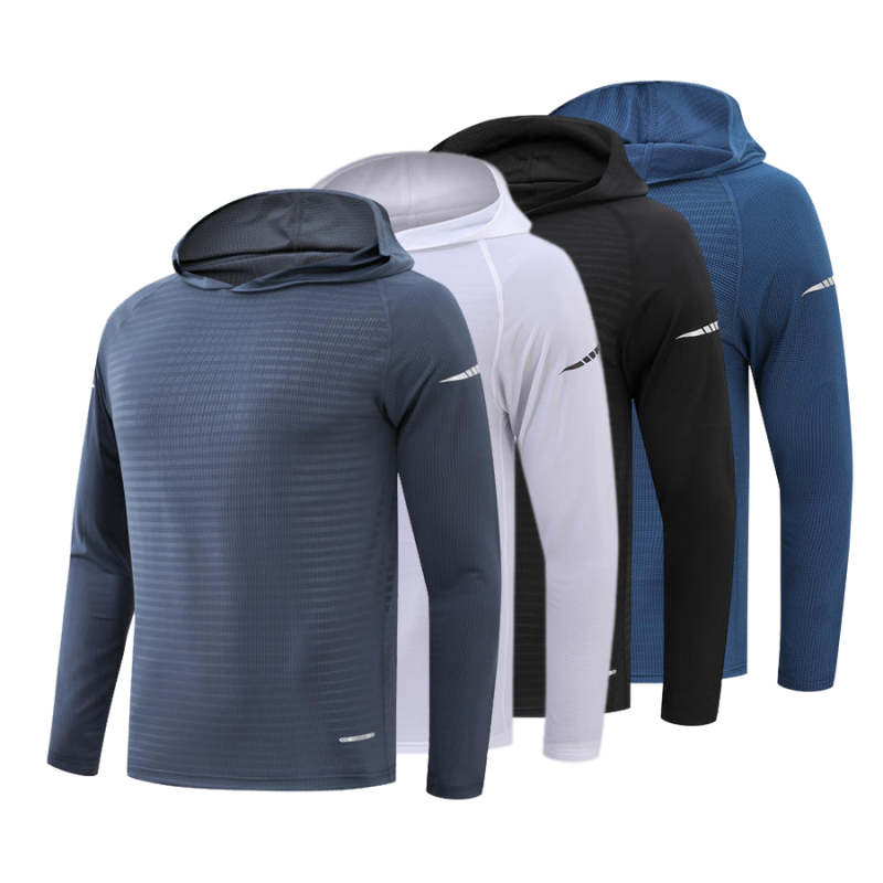 Men Breathable Long Sleeve Polyester hoodie Shirt