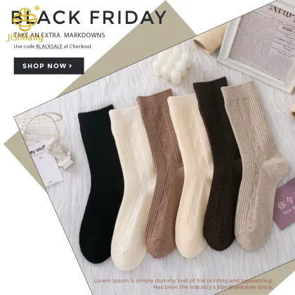 Korean Cream Middle Tube Solid Color Socks, Academic Style