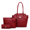 Sweet color 3pcs leather lady hand bag