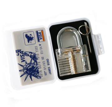 Transparent Practice Padlock Locksmith Tools Lock Pick Set - 5pcs