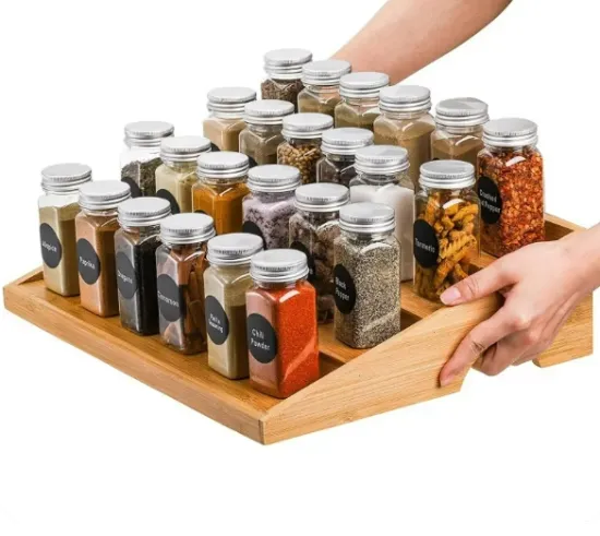 4 Oz Glass Spice Jars with Bamboo Lids