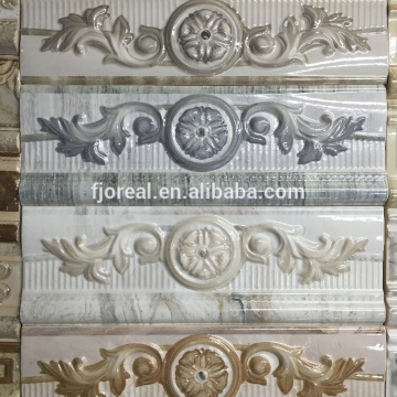 Popular Relief Ceramic Border Tiles 100x300mm for Decoration in Algeria