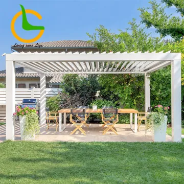 Motorized Aluminium Louvered Roof Canopies & Pergolas for Garden Gazebo with Remote Control