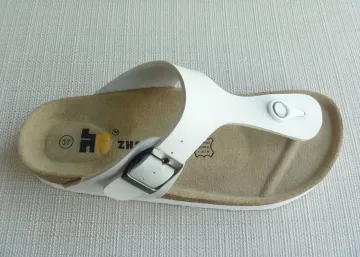 Women / Men White Cork Slippers , Pu Beach Fashion Soft Sandal