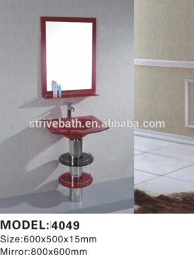 Red Bathroom Cabinet Glass Sink