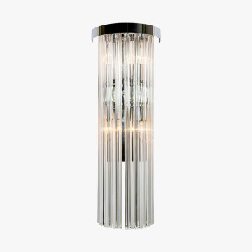 Ultra-Chic Long Drum Indoor Crystal Wall Lamp with Chrome Top