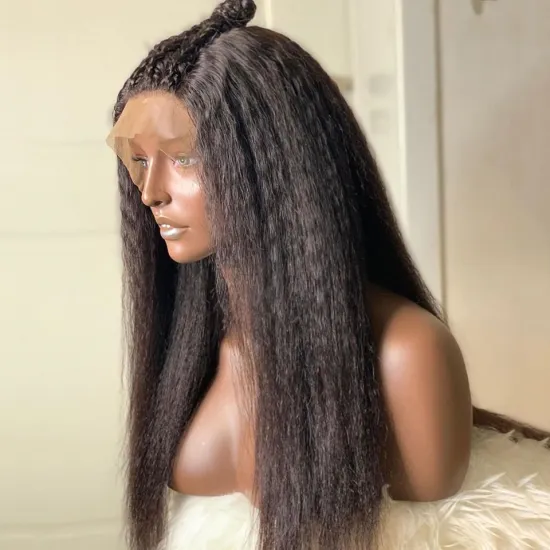 Straight wave Lace Wig Kinky Straight Human Hair Wigs Pre Plucked Hair Line Brazilian Virgin Human Hair Wig