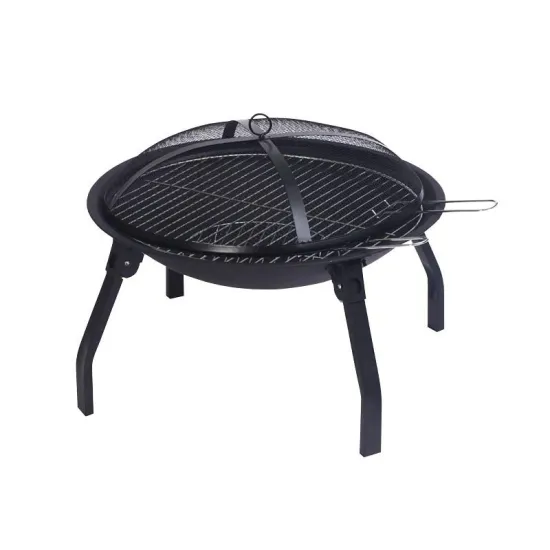 Foldable Folding Round Fire Pit Charcoal Barbecue BBQ Grill Outdoor