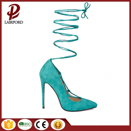 green strap lacing sexy shoes for ladies