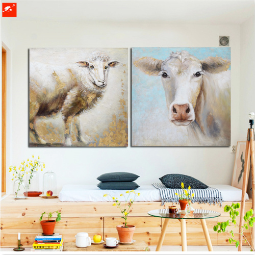 Cute Sheep and Cow Decorative Canvas Prints
