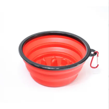 Portable Silicone Dog Bowl: Anti-Choking, Foldable Design for Healthy, Slow Food Feeding on Outdoors