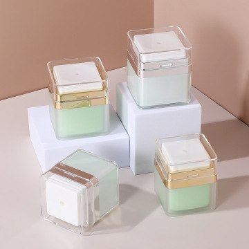 Green and White Double Wall Serum Lotion Containers - 1oz & 1.7oz Facial Cream Jars