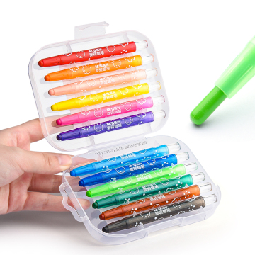 M&amp;G Crayón de cera de dibujos animados giratorios de 12 colores para niños