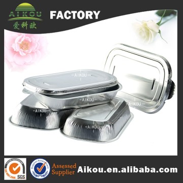 Rectangular food packing airline aluminum foil container with lid