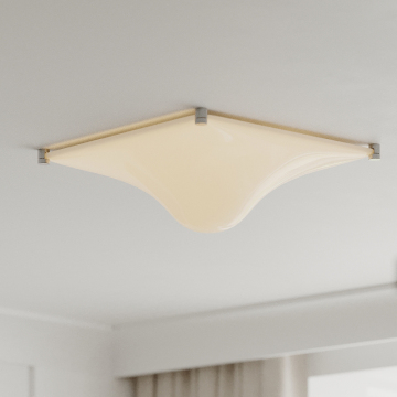 Italian Modern Minimalist Bedroom with French Cream Decor and Ceiling Light