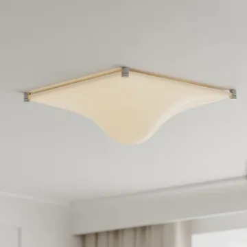 Italian Modern Minimalist Bedroom with French Cream Decor and Ceiling Light