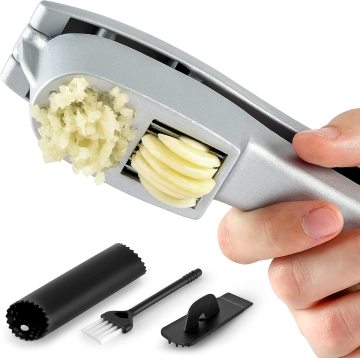 High Quality Hot Sale Free Sample 2-in-1 Ginger Chopper and Garlic Press Aluminum Alloy Garlic Slicer Crusher