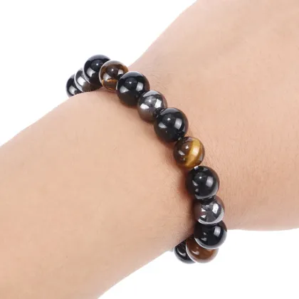 Natural Tiger Eye Obsidian Hematite Magnetic Multi-layer Bracelet for Men