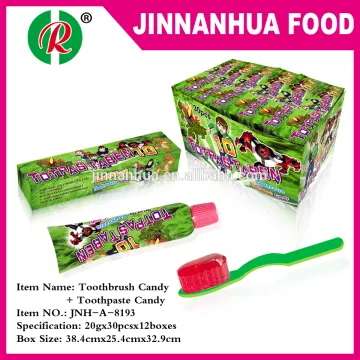 toothbursh candy with toothpaste candy fruit jam