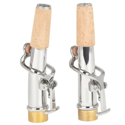 2pcs Metal Wooden Soprano Treble Saxophone Bent Straight Neck Brass Saxophone Neck Tube Set