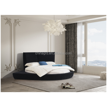 Latest Design Light Luxury Wooden White Leather Headboard Bed King Size for Bedroom Furniture Set