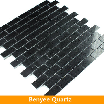 305x305mm sparkle black quartz shaped mosaic tiles