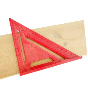 Red Triangle ABS Plastic 185mm Woodworking Ruler for Woodwork and 90 Degree Angle Applications