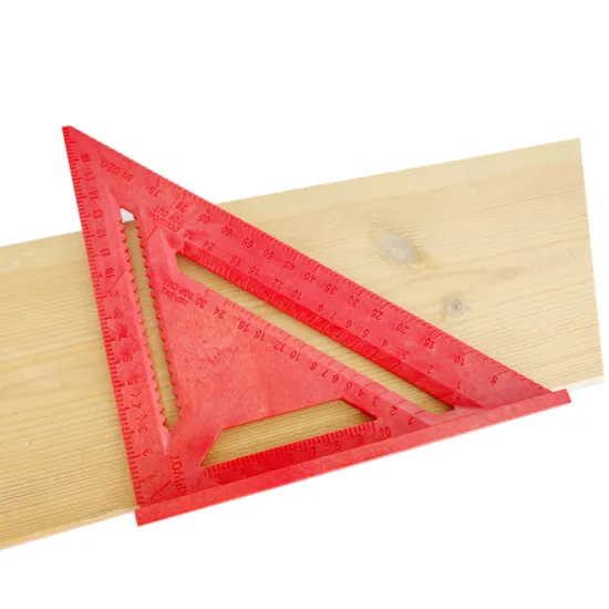 Red Triangle ABS Plastic 185mm Woodworking Ruler for Woodwork and 90 Degree Angle Applications