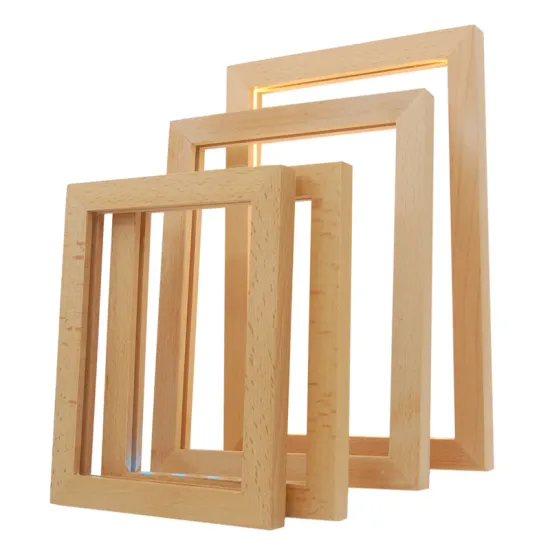 Wholesale 3D LED Solid Wood Frame Light Wooden Photo Frame with LED Base