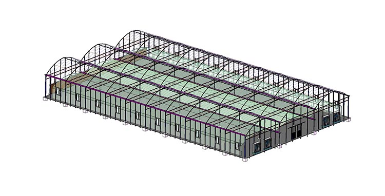 Multi Span Greenhouse Sketch