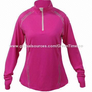 Women's half zip long sleeve, 100% recycled polyester
