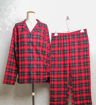 men's red plaid pyjama set