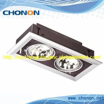 Adjustable downlight 2x50W with polished aluminum diffuser