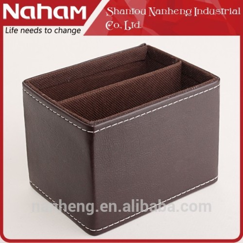 NAHAM Office Leather Two Lattices Square Pencil Container