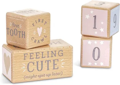 Custom Newborn Wooden Monthly Milestone Set - Beech Baby Square Milestone Blocks