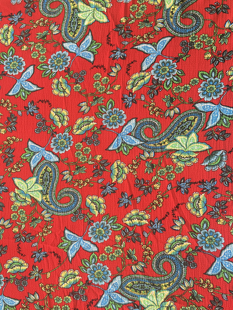 Paisley Design Polyester Bubble Crepe Printing Fabric
