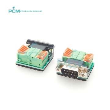 DB9 Male to Spring Terminal Block Passive Adapter for RS232 and RS485 Signal Transmission
