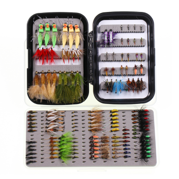 52/100 Pcs Fly Fishing Flies Set - Woolly Bugger, Hare's Ear, Nymph, Dry/Wet Flies, Elk Hair Caddis, Royal Wulff, Zebra Midge with Box