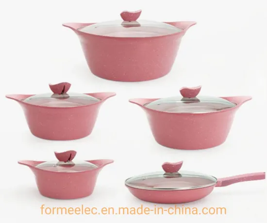 Aluminum Casserole Ceramic Coating Cookware 10 Pieces Set Stewpot Granite Casserole