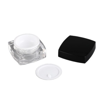 OEM Black Square Acrylic Jar with AS Lid for Cosmetic Packaging